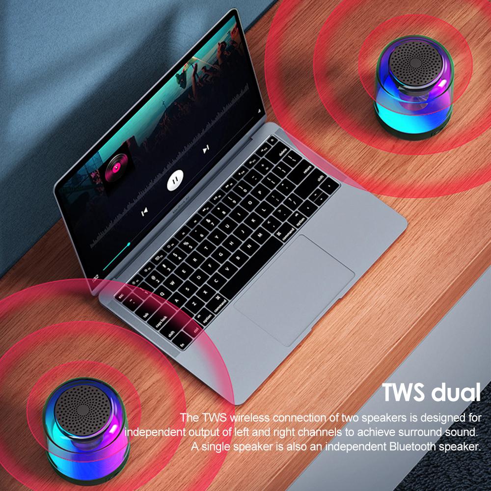 NEW WIRELESS STEREO BLUETOOTH LOADER Đèn đầy màu sắc Subwofer Sound Hộp âm di động loa bluetooth với thẻ TF AUX Màu âm thanh: Đen