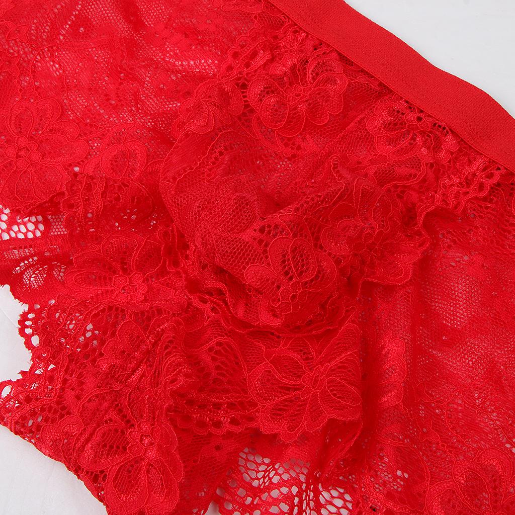 Sexy Men sheer Lace See Through Panties Briefs Underwear Lingerie Red