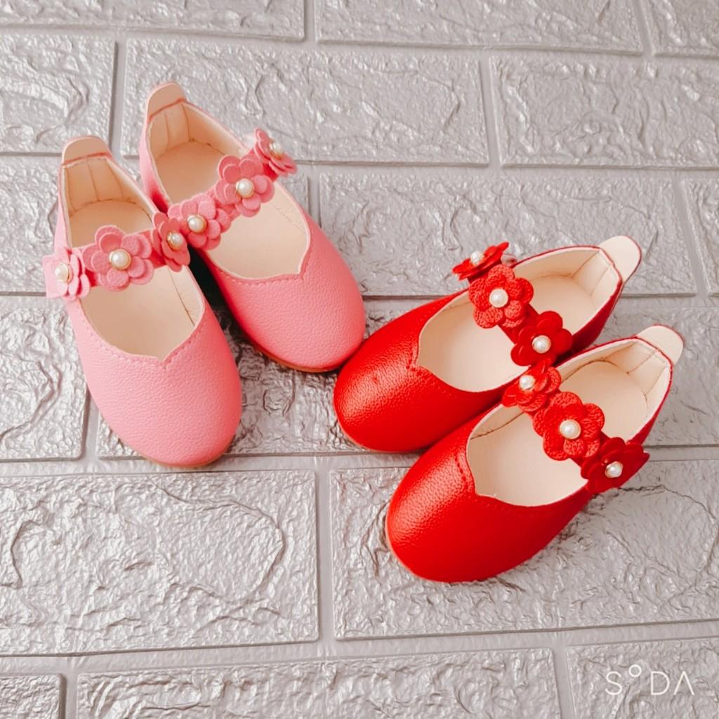 Giày bé gái N5 đế bằng quai gắn hoa xinh xắn