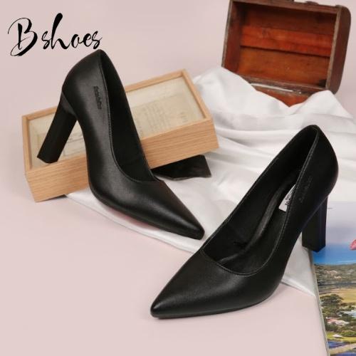 Giày cao gót nữ B SHOES, chất da siêu xịn, kiểu dáng thanh lịch, mũi nhọn, gót vuông siêu chắc chắn CG10
