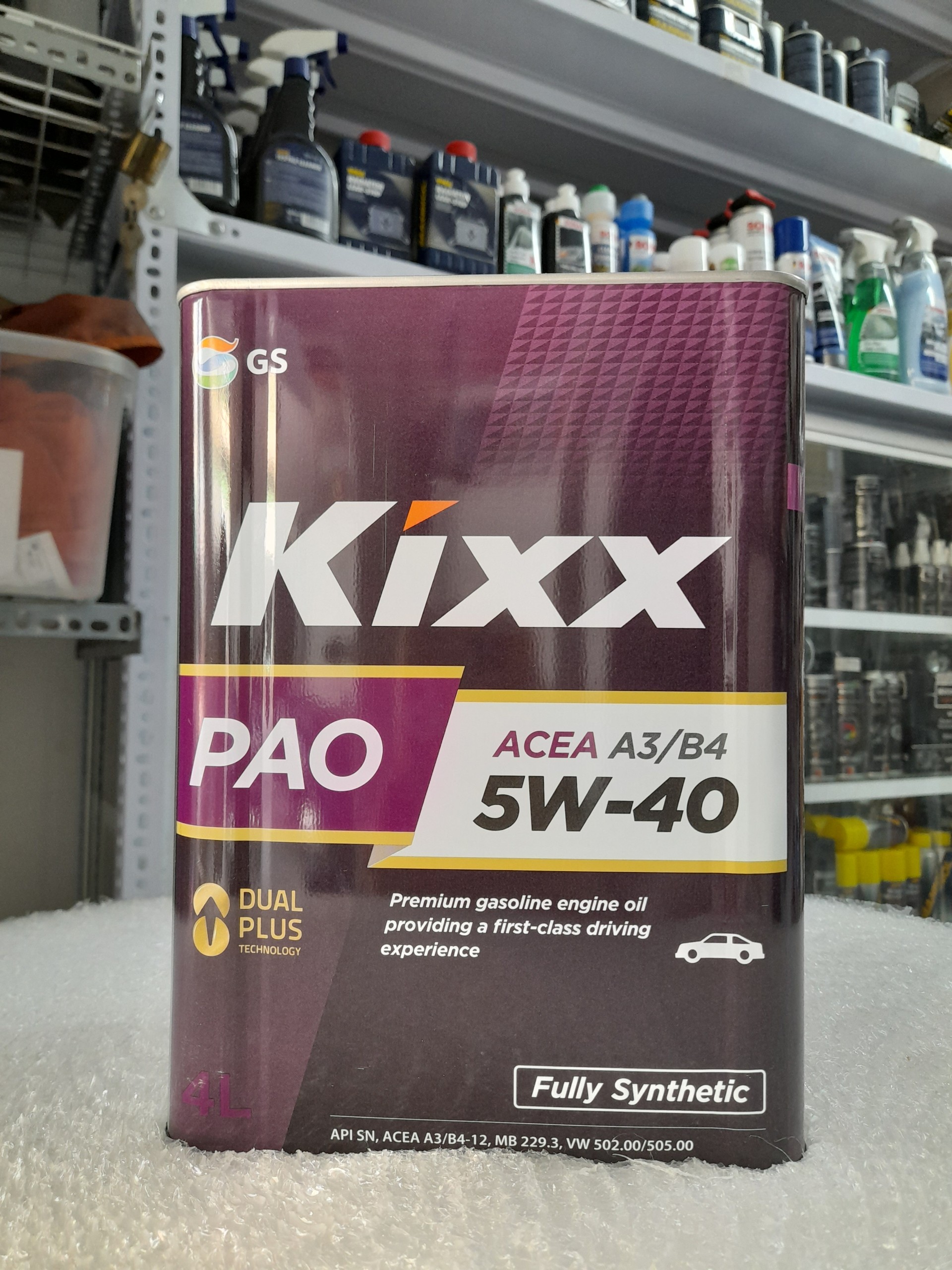 Dầu Nhớt Cao Cấp KIXX PAO A3/B4 5W-40 Fully 4 Lít - Chuyên Dụng Cho Máy Xăng