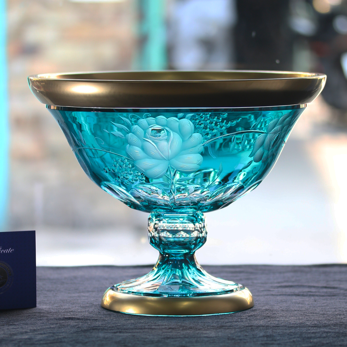 Đĩa Hoa quả Primerose Gold Pha lê Màu - Mạ vàng Arnstadt 31cm