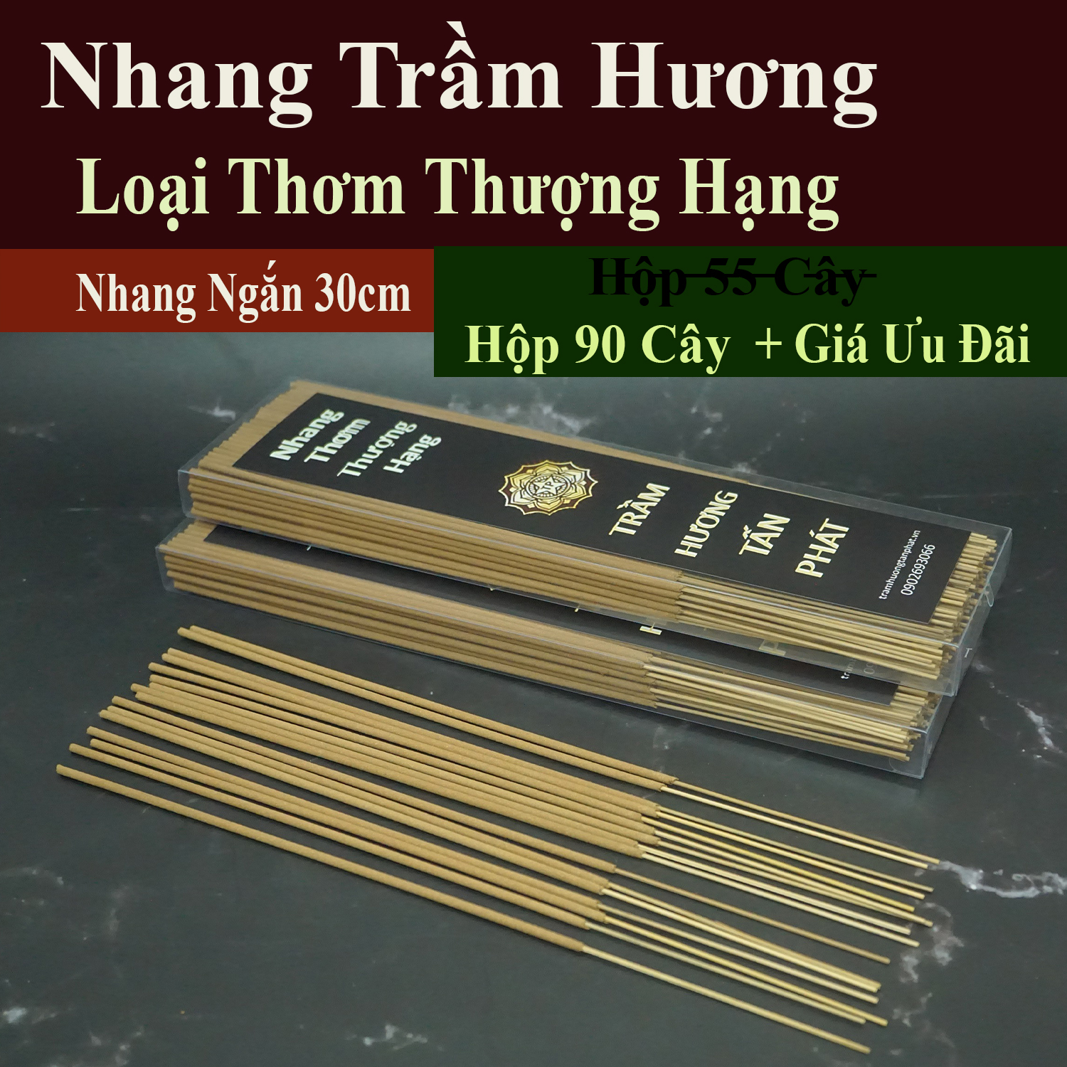 Nhang Trầm Hương thơm loại Thượng Hạng - Ngắn 28cm - Thắp Bàn Thờ Thấp, Chung Cư, Căn Hộ
