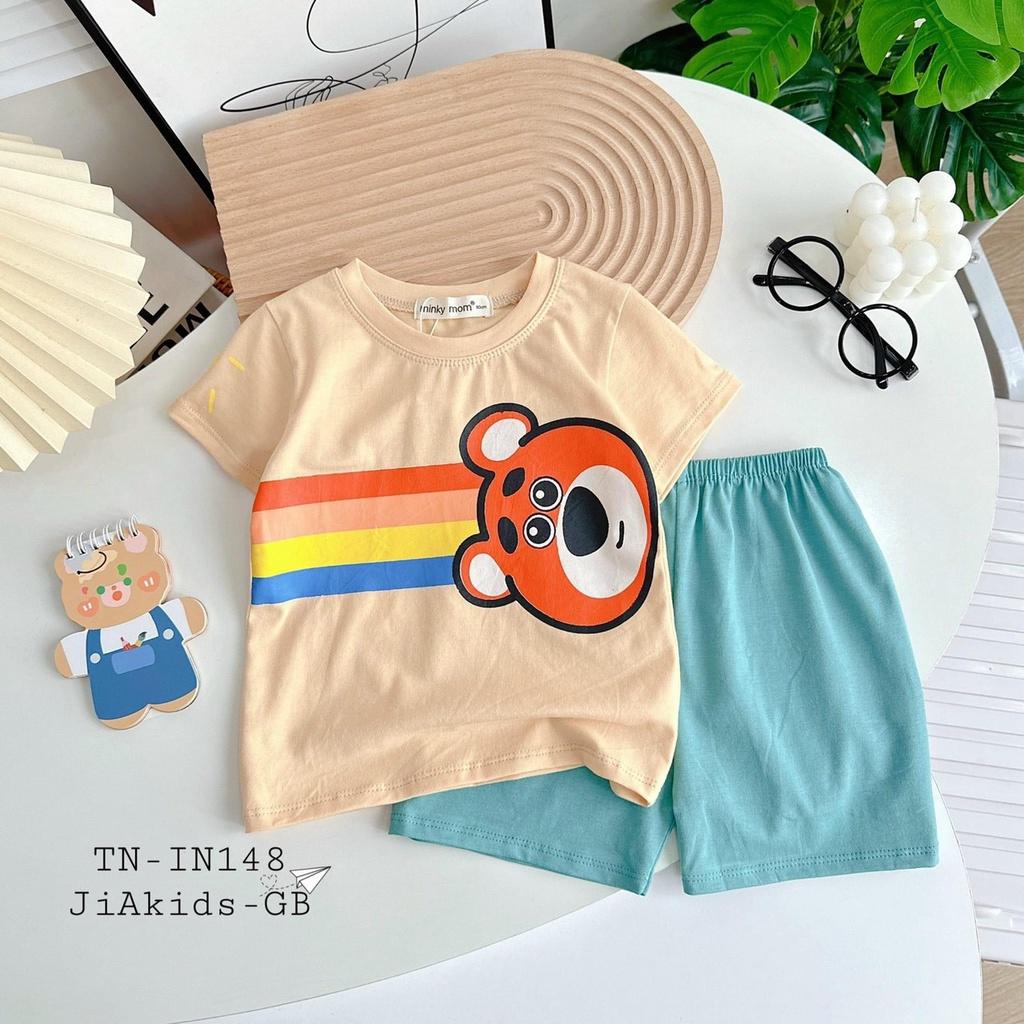 Đồ Bộ Bé Trai Bé Gái Tay ngắn Minky Mom, Quần áo trẻ em vải COTTON mềm mịn thoáng mát an toàn cho bé NN55