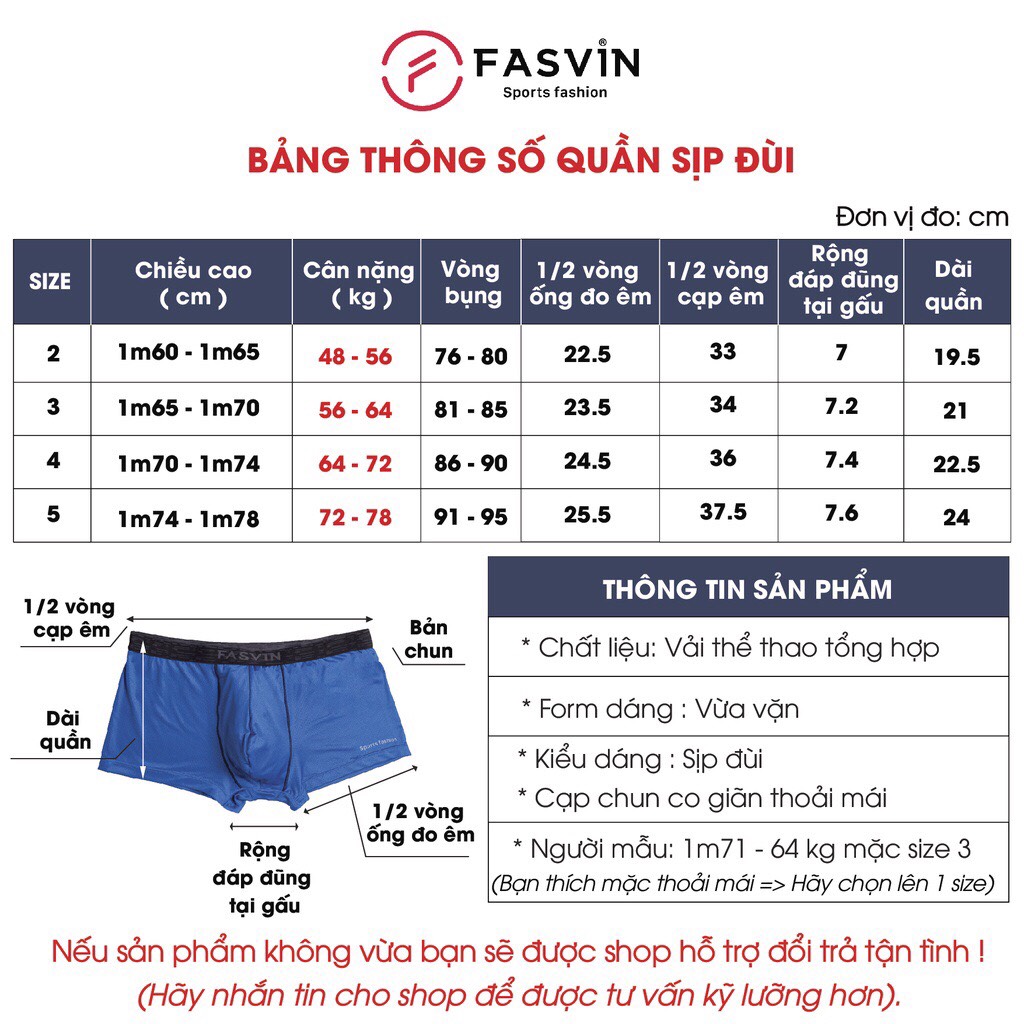 Quần lót nam Fasvin MSD09.HN vải cotton chun dày dặn mềm mại co giãn dễ chịu phom đẹp