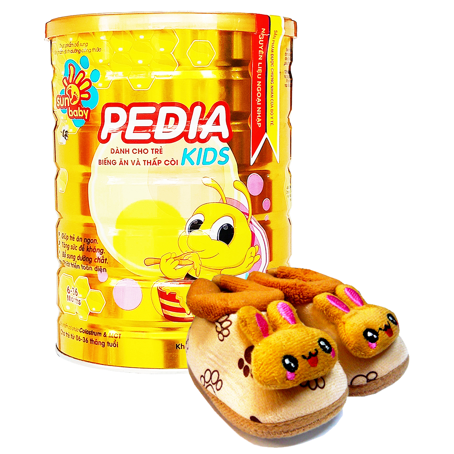 Sữa bột công thức dinh dưỡng cho bé PEDIA KIDS 900G- Tặng 1 giày nhung cho bé 0-12 tháng Sunbaby