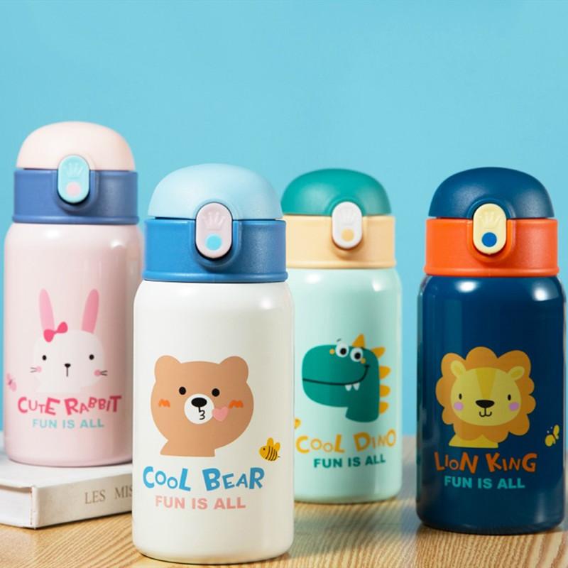 Trẻ Em Bình Giữ Nhiệt Hoạt Hình Trẻ Em Ống Hút Giữ Nhiệt Cốc Tập Uống Có Ốp Lưng Hoạt Hình Chống Rò Rỉ Inox Hút Chân Không Thermocup