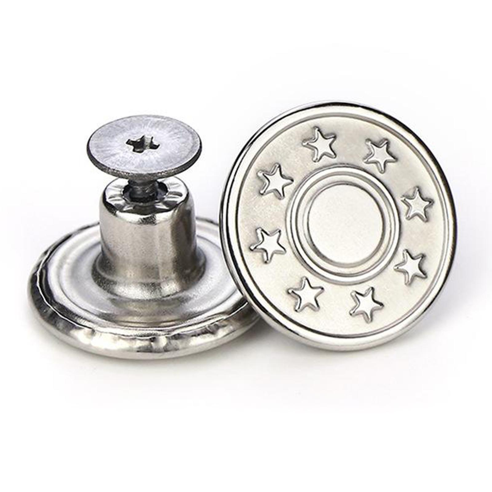 2x12x 17mm Jeans Buttons Repair Studs for Jean Pant Replace Silver Little Star