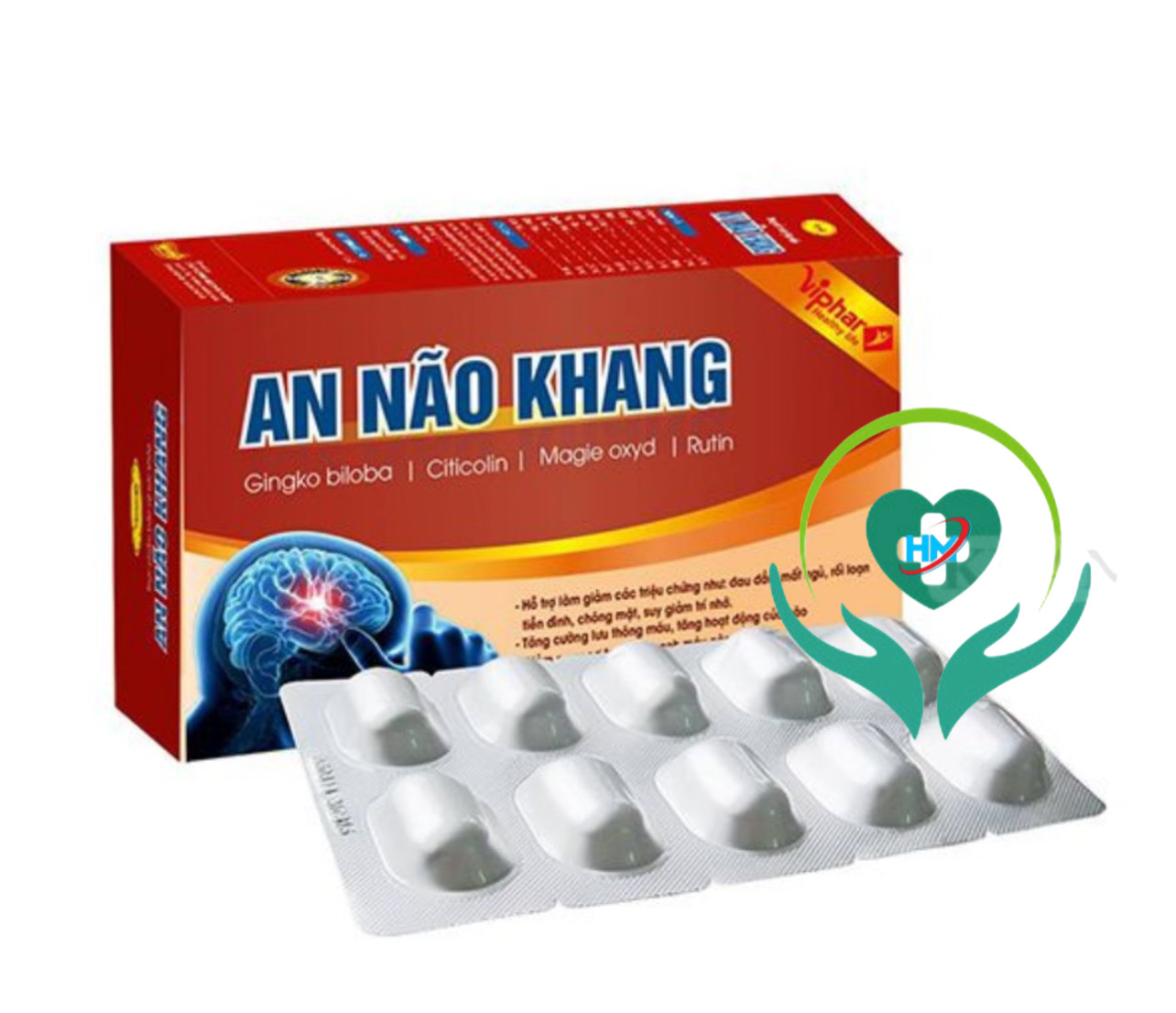 AN NÃO KHANG Vinaphar -Hộp 30 Viên - Tăng Cường Lưu Thông Máu Lên Não, Giảm Nguy Cơ Tai Biến Mạch Máu Não Do Tắc Mạch