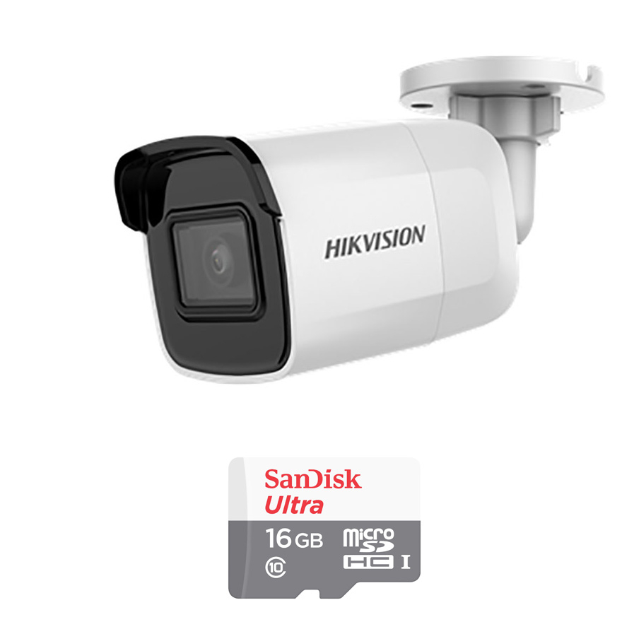 Camera IP WIFI Hikvision DS-2CD2021G1-IW Ngoài Trời 2MP Và Thẻ Nhớ 16GB - Tặng Kèm Tai Nghe Bluetooth  - Hàng chính hãng