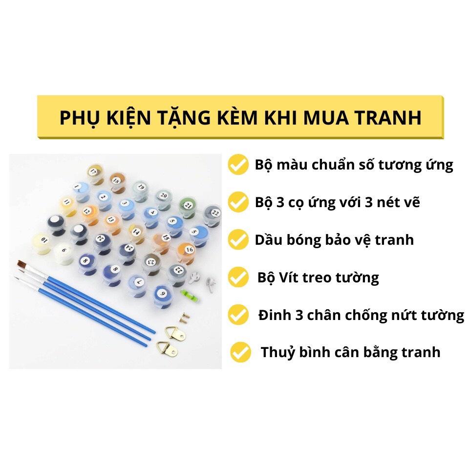 Tranh sơn dầu số hóa tự tô có khung chuẩn màu LIM Art - Tranh tô màu theo số thủy mặc T265