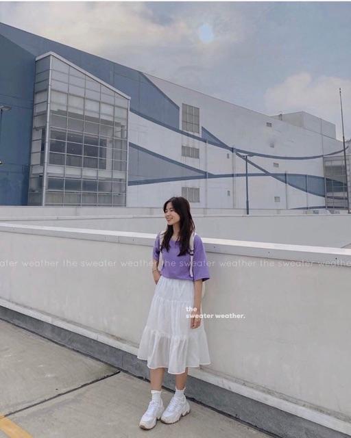 CHÂN VÁY BA TẦNG VOAN LỤA HAI MÀU UZZLANG
