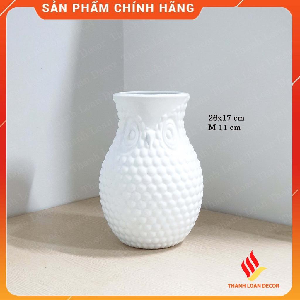 Lọ hoa gốm Bát Tràng cỡ trung - Bình hoa decor sứ sương trang trí đẹp - Nhiều mẫu - Màu trắng