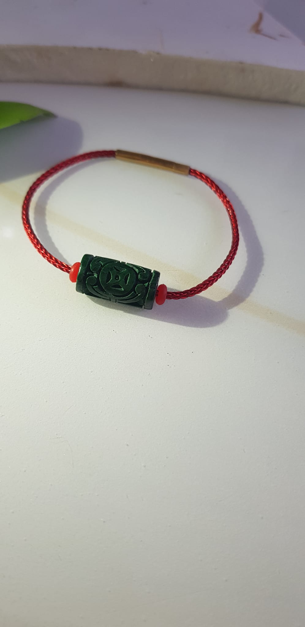 Vòng tay charm Lu Thống Đồng Tiền Đẹp Đá Cẩm Thạch tự nhiên Xanh Đậm đẹp Dây Đỏ có khoen Hợp Nữ mệnh Thủy Mộc Hỏa ạ