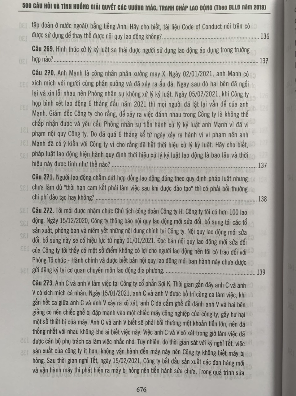 500 Câu hỏi và tình huống giải quyết các vướng mắc tranh chấp lao động