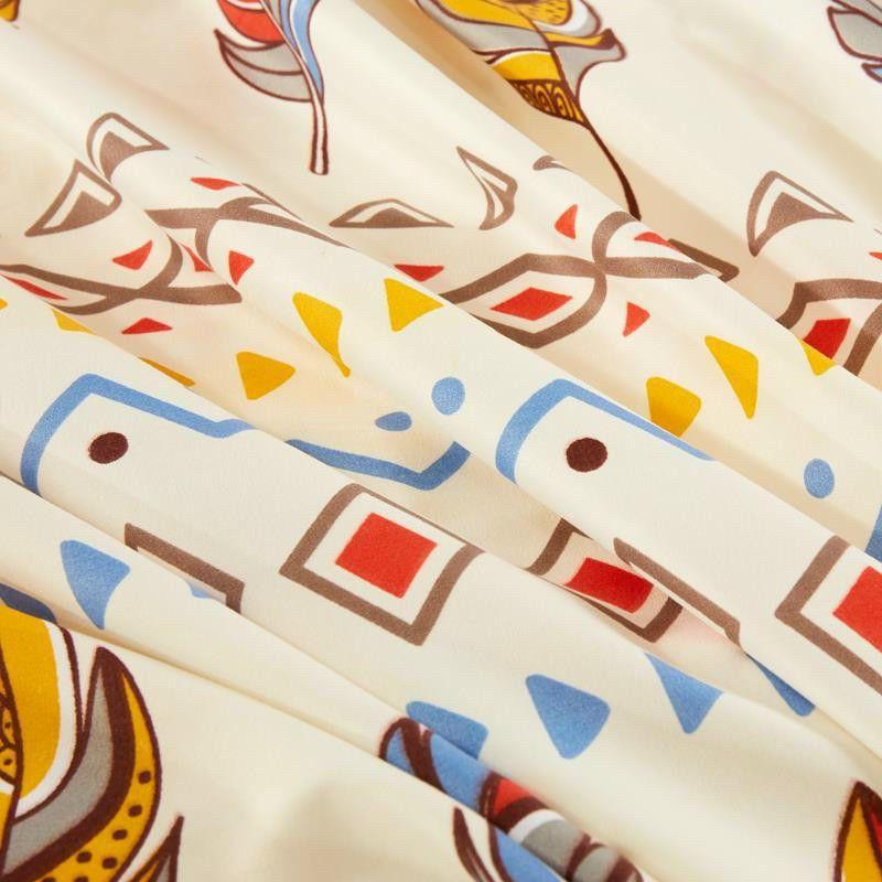 Bộ chăn ga gối cotton poly Thổ cẩm lông vũ