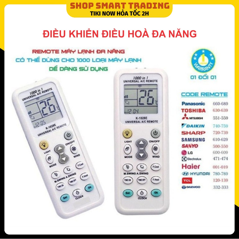 Điều khiển điều hòa đa năng 1000 in 1 Cho các loại điều hòa - Hàng nhập khẩu