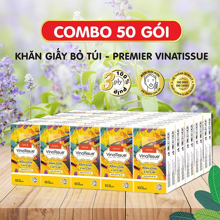 Combo 50 gói Khăn bỏ túi PREMIER VinaTissue