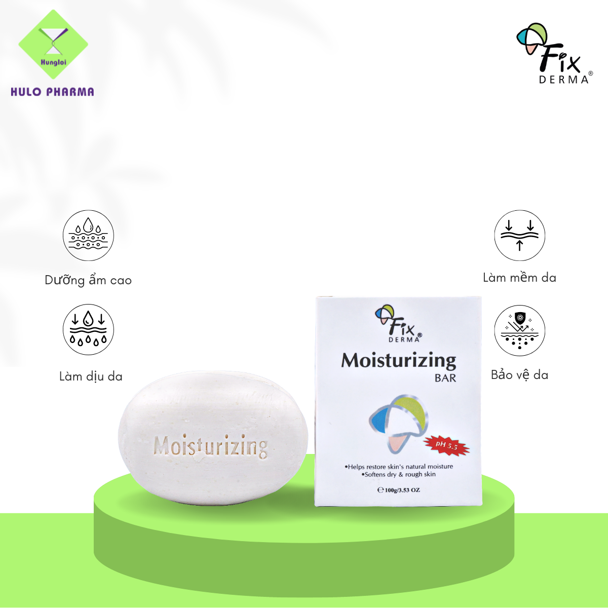 Xà Phòng Tắm Giúp Dưỡng Ẩm FIXDERMA Moisturizing Bar Giúp Dưỡng Trắng Da, Cấp Ẩm, Mềm Mịn Da 30g - Hùng Lợi