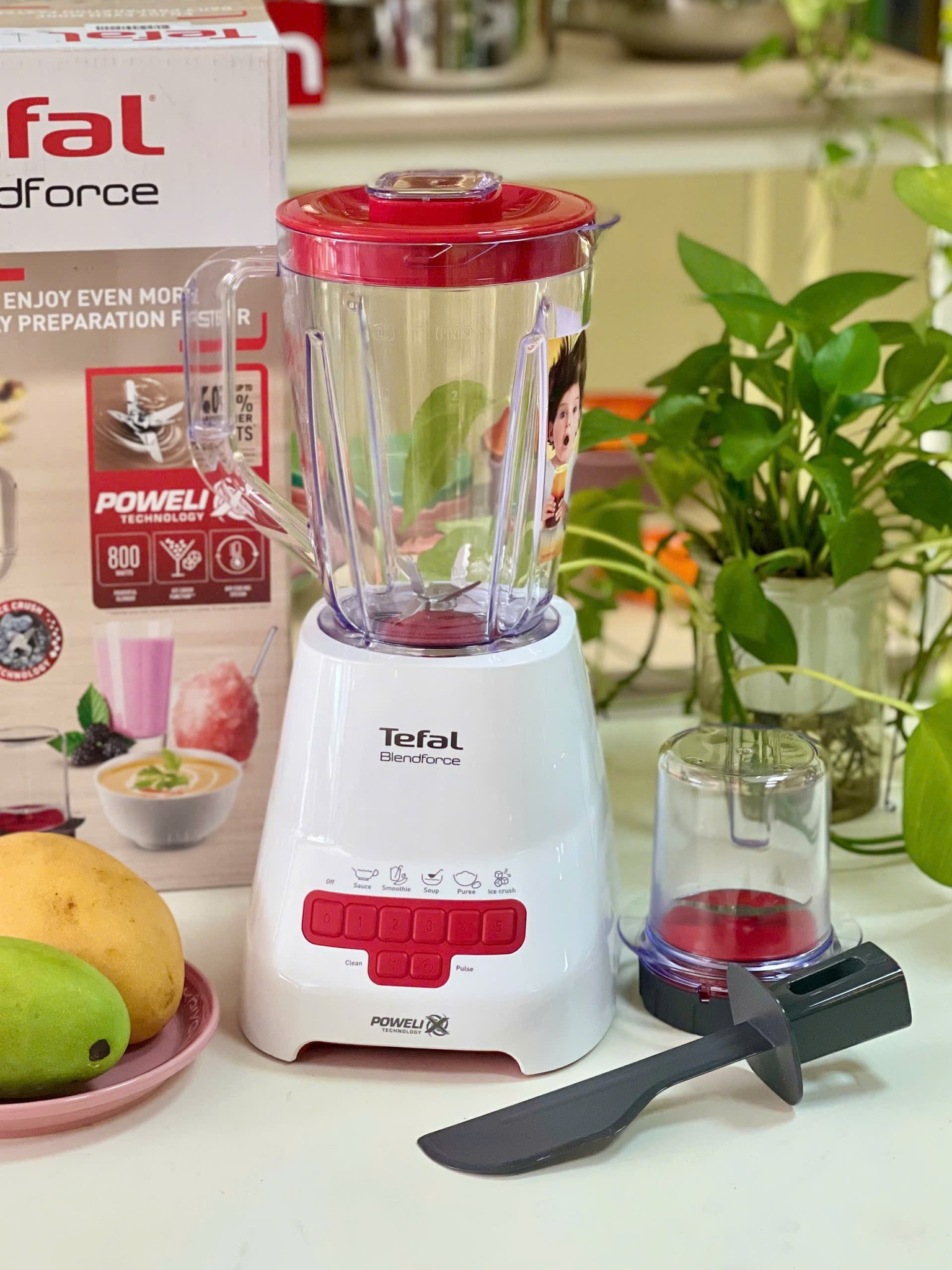 Máy xay sinh tố Tefal Blendforce Piano BL477566 màu đỏ, công suất 800W - Bảo hành chính hãng 2 năm, Hàng nhập khẩu