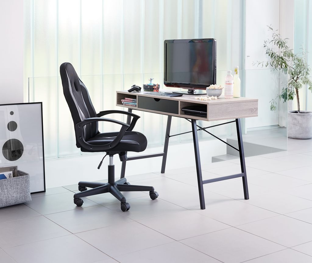 Ghế gaming | JYSK Harlev | kim loại/da PU | đen/xám | R57xS63xC97/107cm