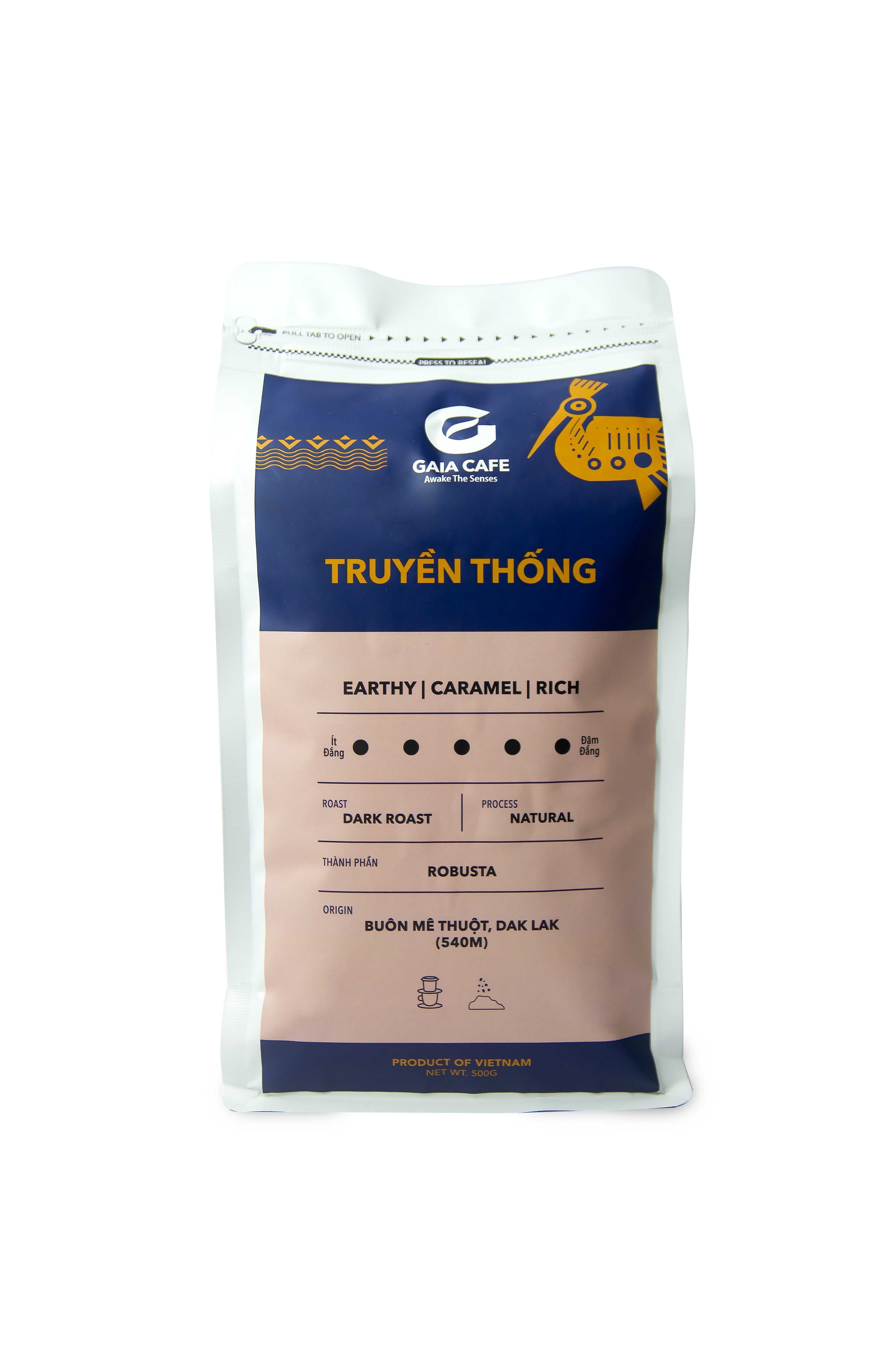 Cà phê bột pha phin Gaia Café - Truyền Thống túi 500g