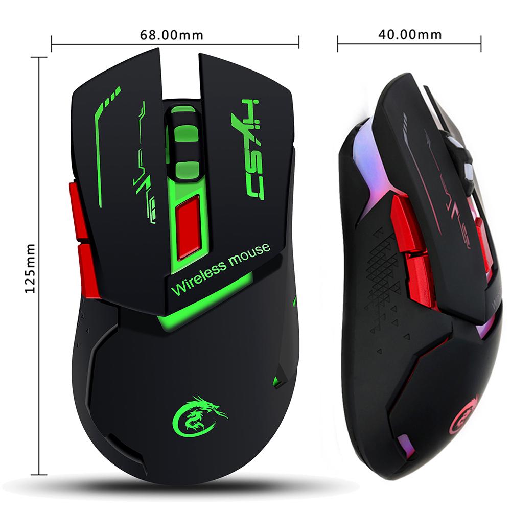HXSJ X30 2.4G Wireless Rechargeable Mouse Ergonomic Mouse 3 Adjustable DPI Colorful Breathing Light Plug and Play Black