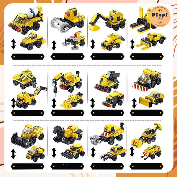 Bộ ghép hình xe công trình 12 in 1