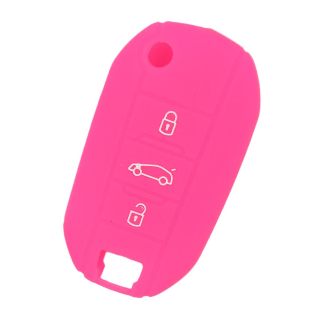 Silicone Car Key Case Cover Fit for AUDI Folding Remote Key Fob Case Shell 3 Buttons Rose Red