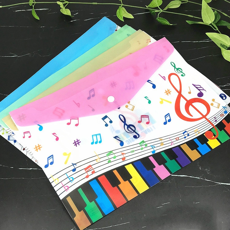 Bìa/Túi Hồ Sơ A4 Có Nút Gài – Họa Tiết Âm Nhạc, Chống Thấm