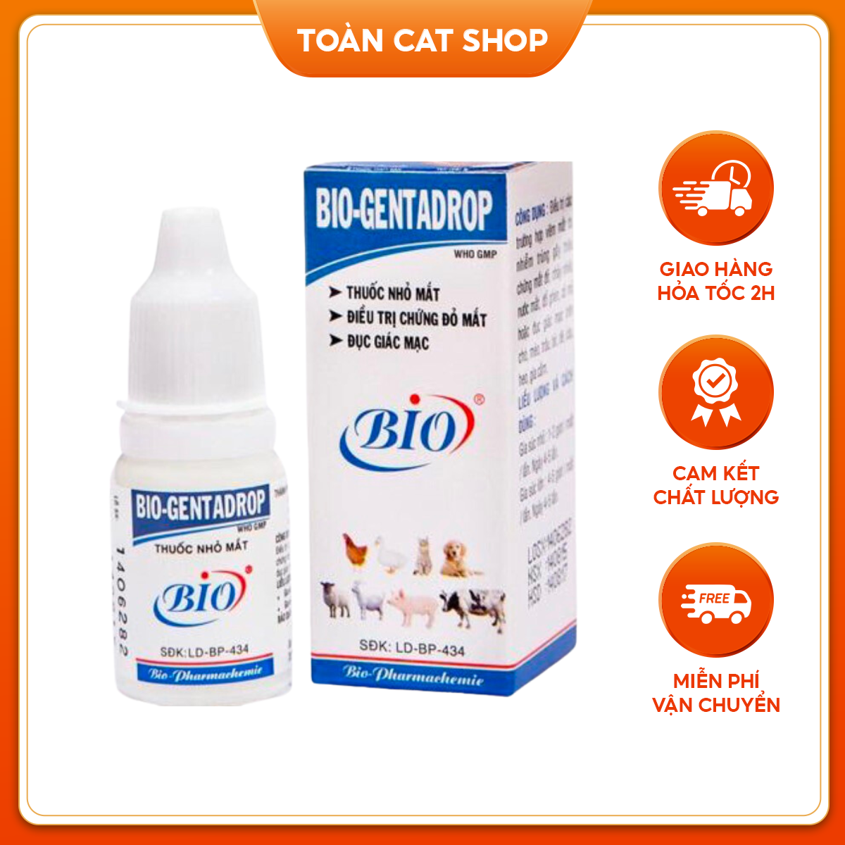Dung Dịch Nước Nhỏ Mắt Bio-Gentadrop Cho Chó Mèo 10ml, Trị Viêm Mắt Cho Chó Mèo