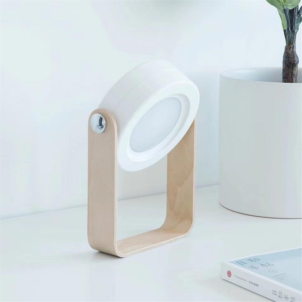 Creative Wooden Handle Portable Lantern Foldable Charging Table Light White