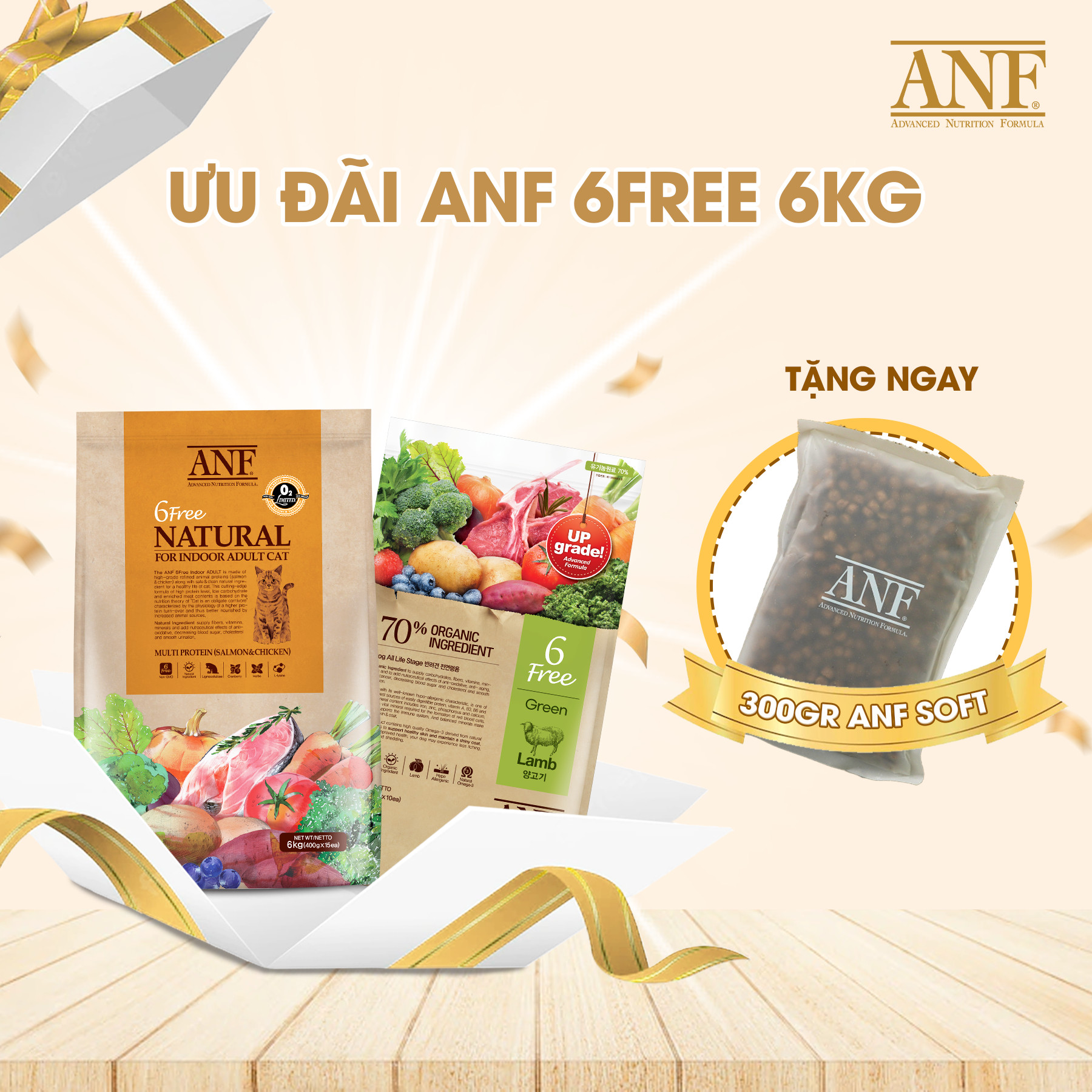 [DATE MỚI] Thức ăn hạt cho chó ANF 6FREE VỊ CÁ HỒI 6KG nhập khẩu Hàn Quốc