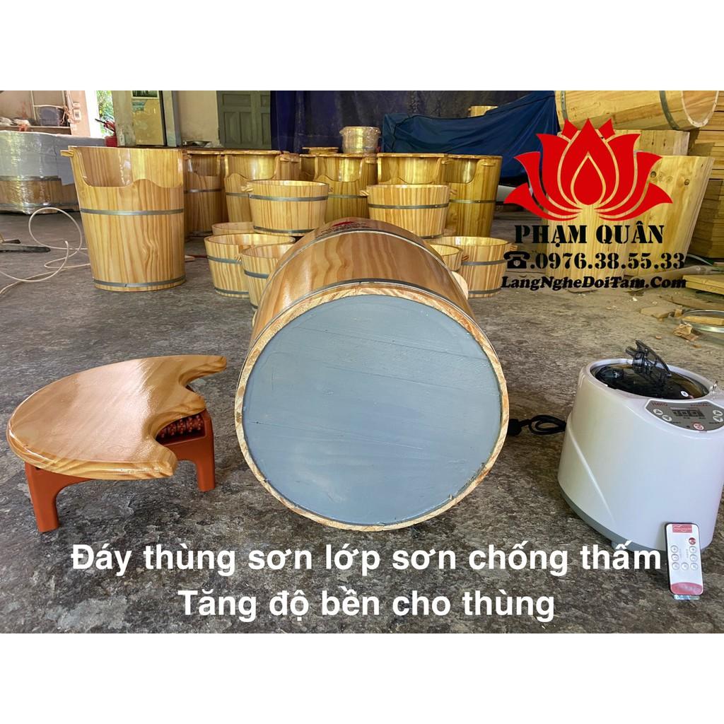 Thùng gỗ xông chân kèm máy 2lit gỗ thông hàng chọn lọc, thùng gỗ ngâm chân, tặng kèm thảo dược xông chân