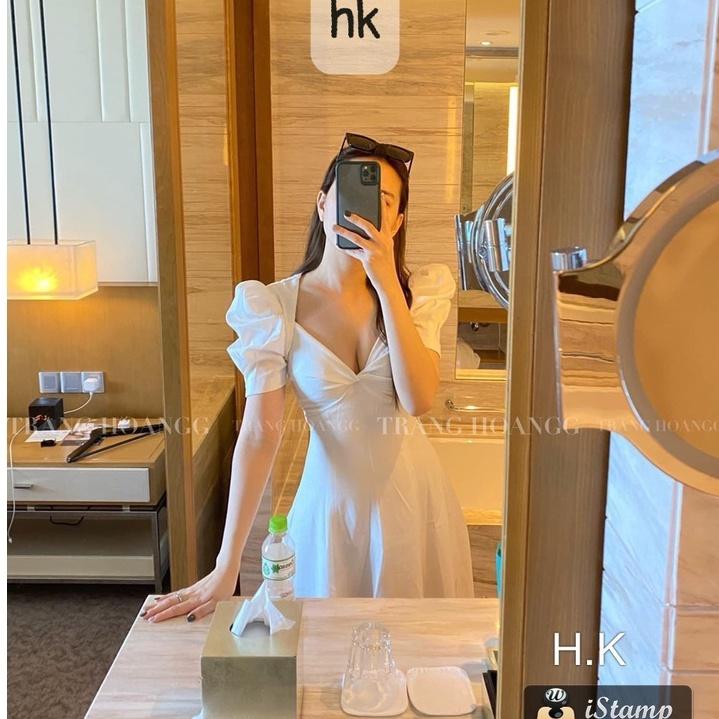 Váy Trắng Xoắn Ngực - December Fashion