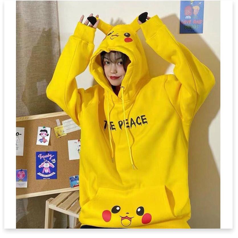 Áo hoddies pikachu form rộng có mũ cực đẹp , cute cho các bạn trẻ KHÁNH AN STORE