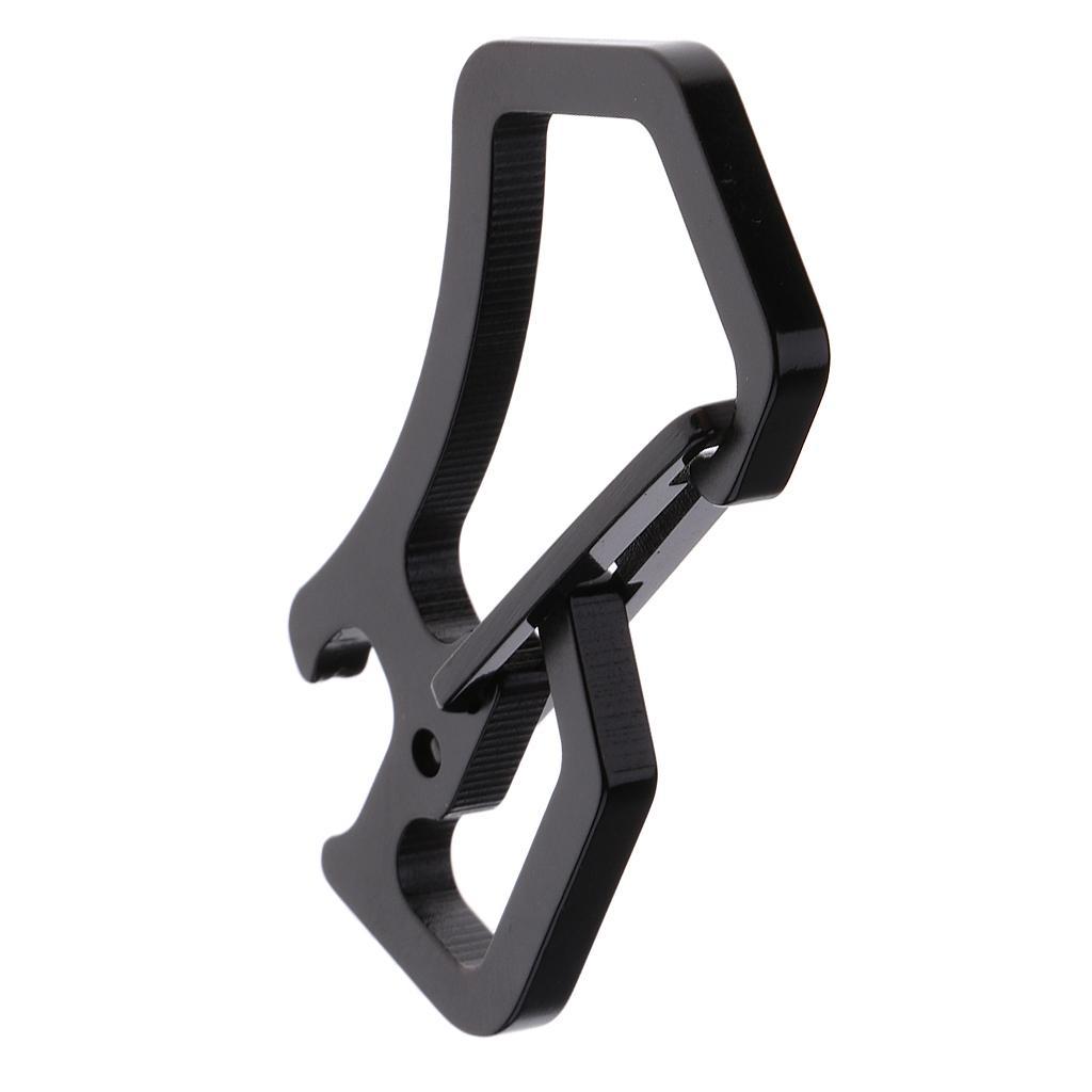 2 Pieces Carabiner Keychain Bottle Opener with Keyring Key Chain Corrosion Resistance Black Gray
