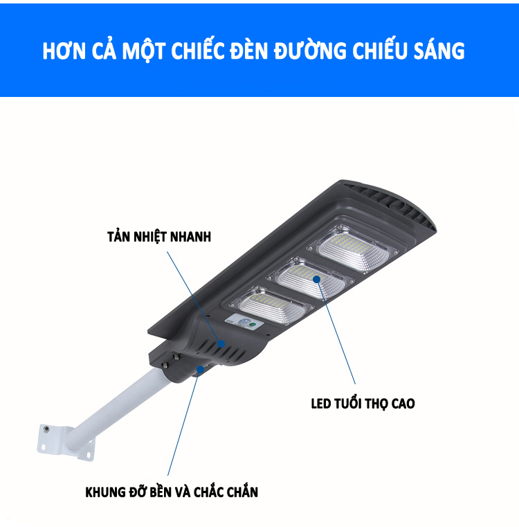 Đèn LED năng lượng mặt trời liền thể 90W (cảm biến ánh sáng -  Outdoor Lighting Sensor Led Solar Light )