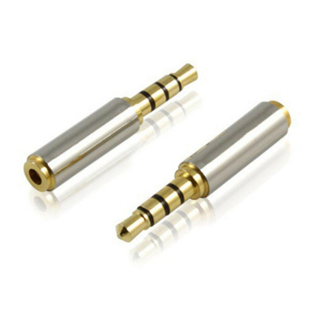 Gold Metal 3.5mm Male to 2.5mm Female Socket Headphone Mic Adapter Converter