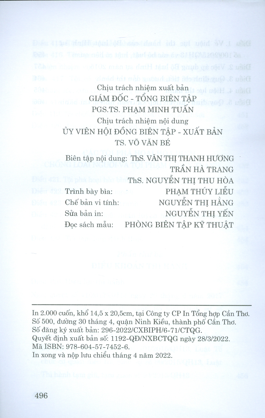 Bộ Luật Hình Sự (Hiện Hành) (Bộ Luật Năm 2015, Sửa Đổi, Bổ Sung Năm 2017) - Tái bản năm 2022