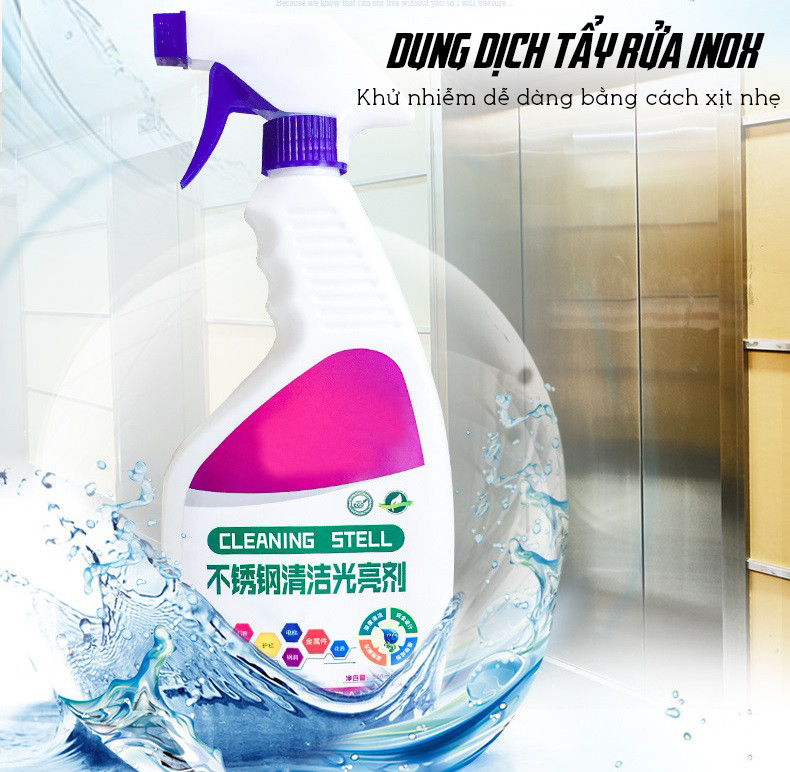 Dung Dịch Làm Sạch, Tẩy Rửa Và Đánh Bóng Bề Mặt Inox Thang Máy Cao Cấp 500ml