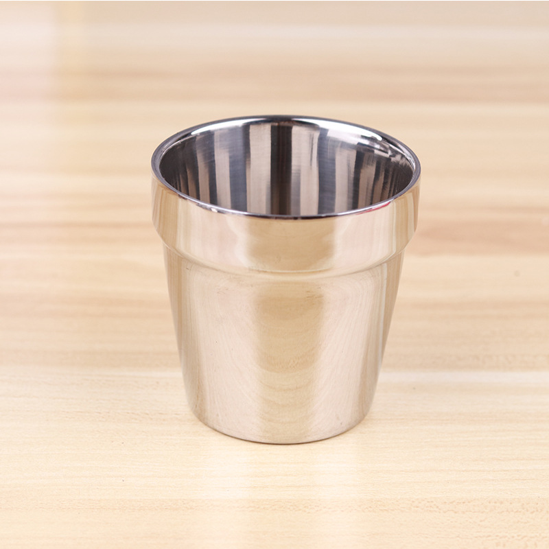 Bộ 3 Ly inox cách nhiệt 304 cao cấp bóng gọn 175ml chống nóng tay thích hợp cho người già trẻ em