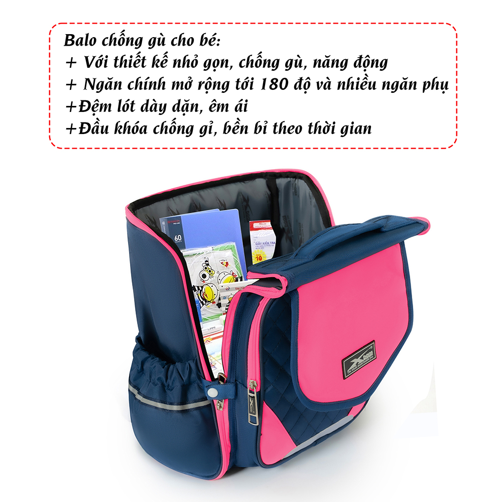 Ba lô học sinh chống gù cho bé gái Xbags Xb 3107