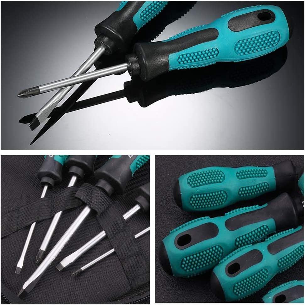 Bộ 6 tuốc nơ vít Chrome Vanadium từ nặng với 3 đầu phẳng và 3 đầu chéo - có vỏ