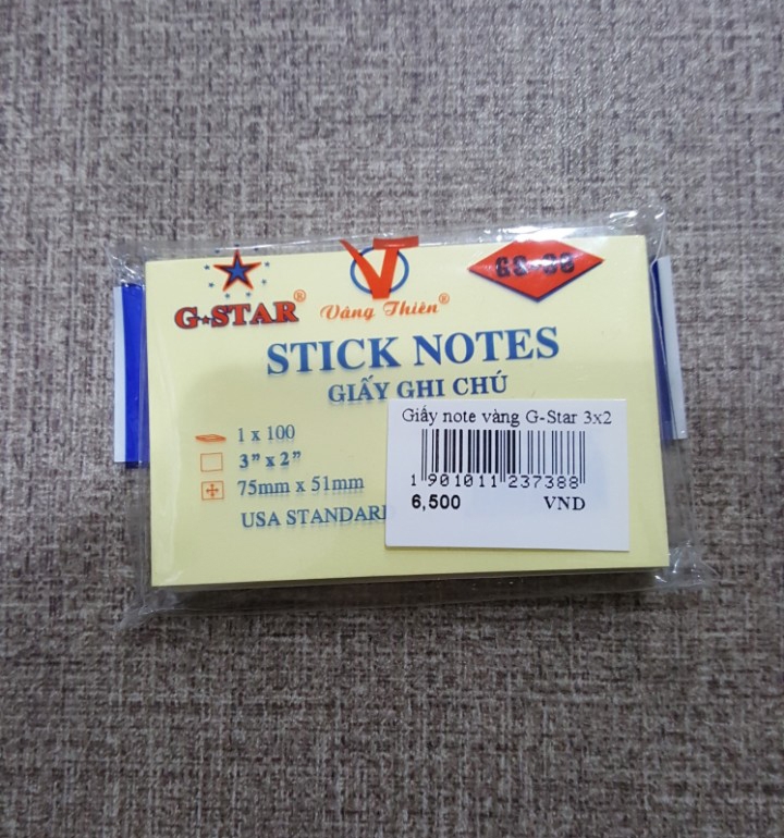 Giấy Note Vàng G-star 3x2