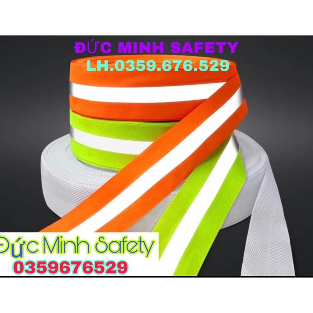 Dây vải phản quang màu xanh sọc xám khổ 5cm