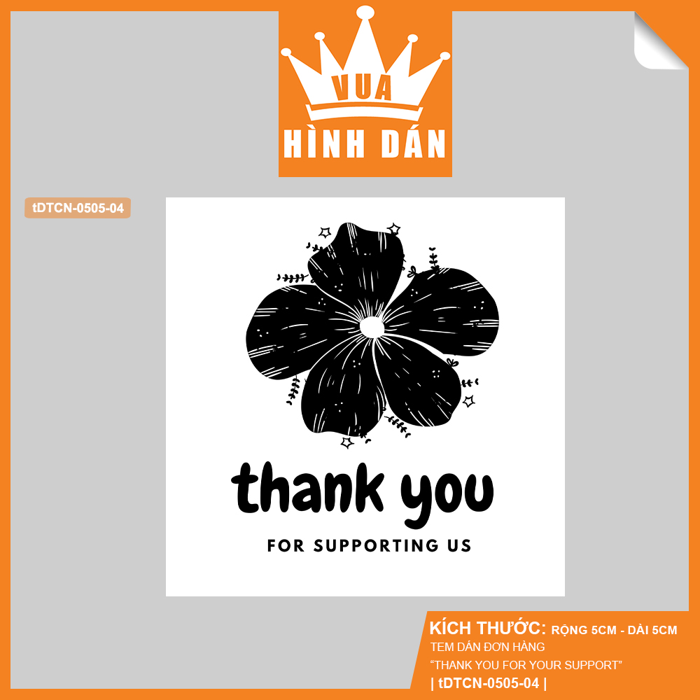 Set 50/100 Sticker thank you for your support, thank you for supporting us (5x5cm) (1.021) cảm ơn bạn đã ủng hộ - tem dán đơn hàng, kiện hàng dành cho shop