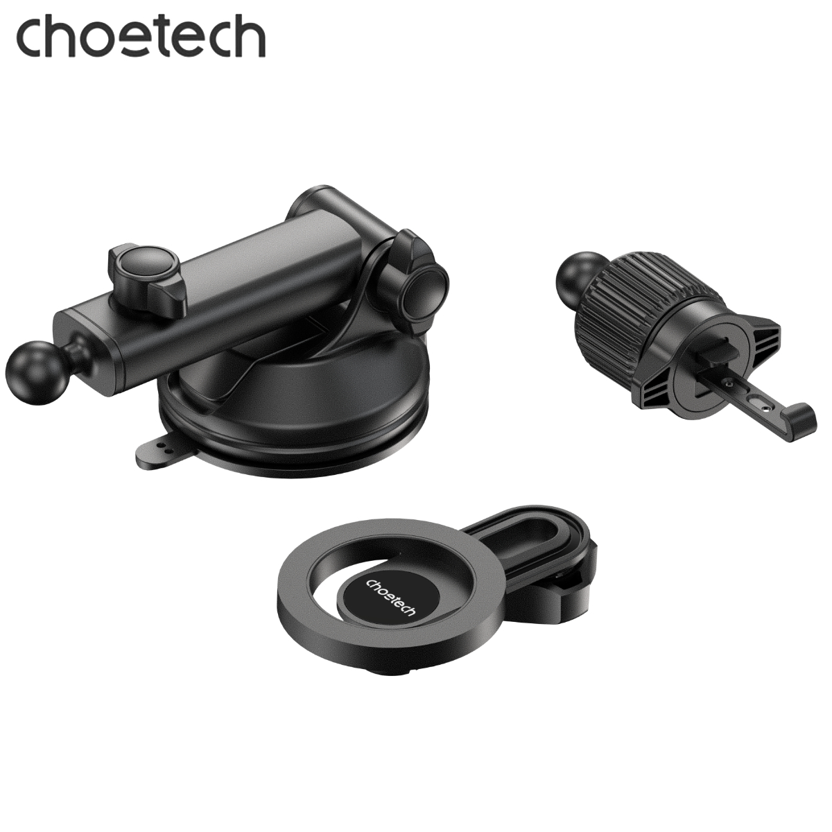 Bộ giá đỡ điện thoại hít nam châm 2in 1 Choetech H1005 dán taplo hoặc kẹp khe gió xoay 360 độ - Hàng chính hãng