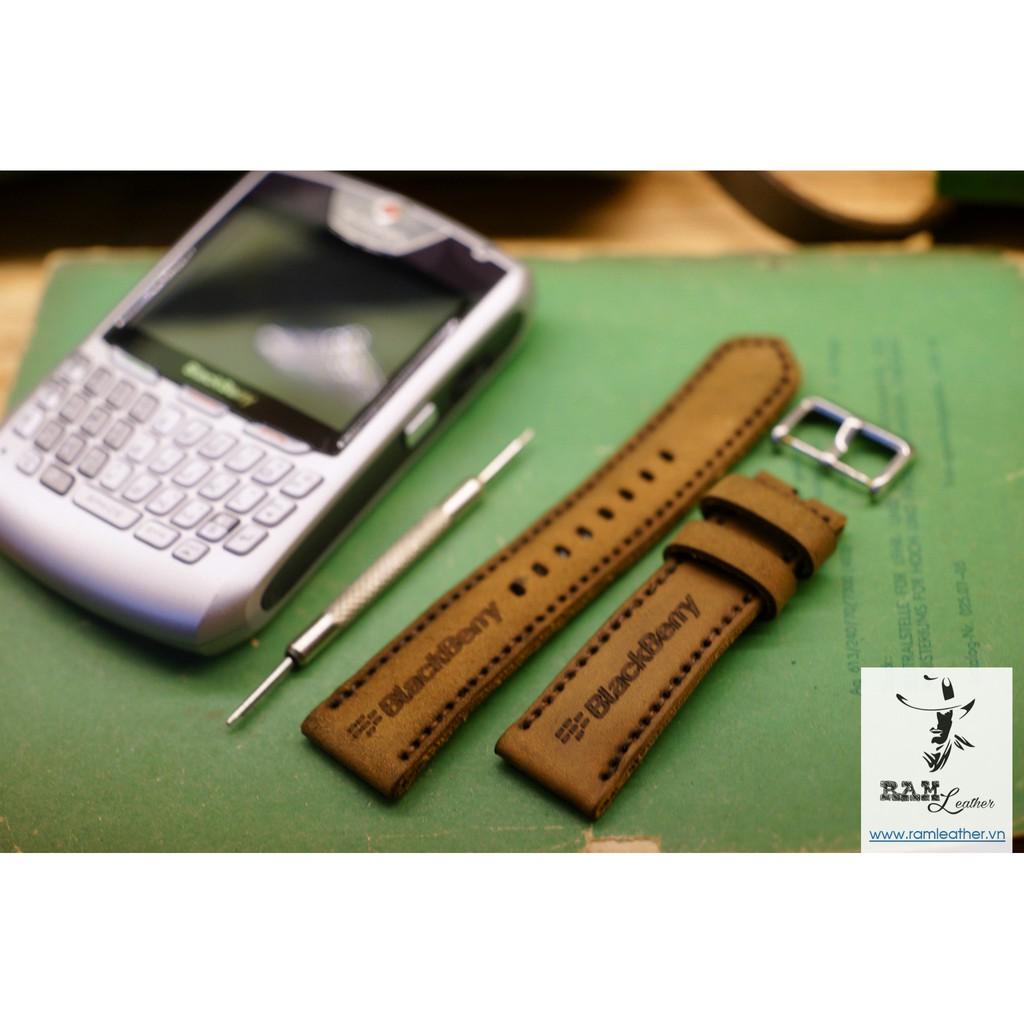 DÂY ĐỒNG HỒ DA BÒ THẬT NÂU ĐẤT - RAM BLACKBERRY SN - RAM LEATHER -ĐỦ SIZE