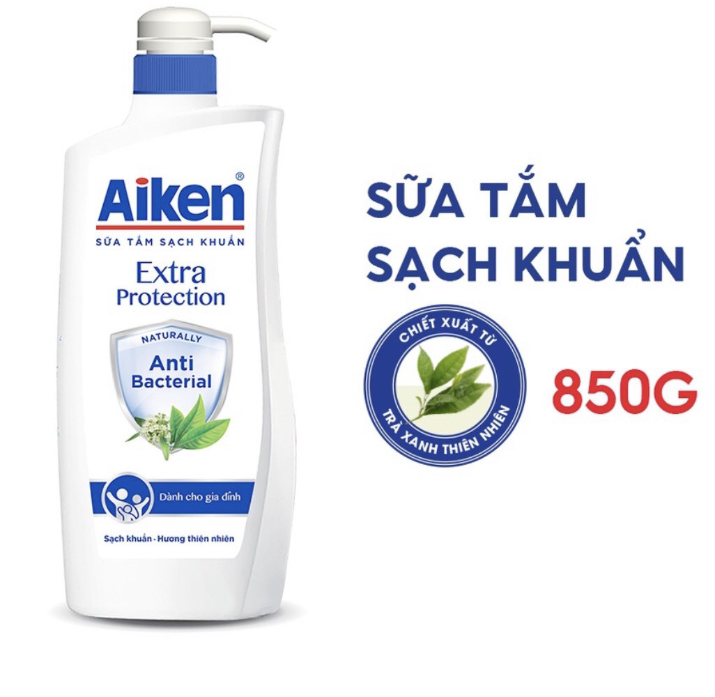 Sữa tắm Aiken Sạch khuẩn Chiết Xuất Trà Xanh Thiên Nhiên 850g